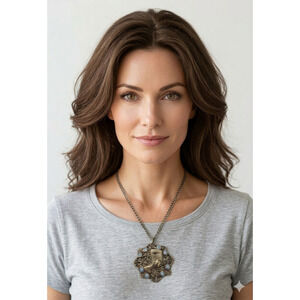 Vintage Nefertiti Filigree Medallion Statement Necklace